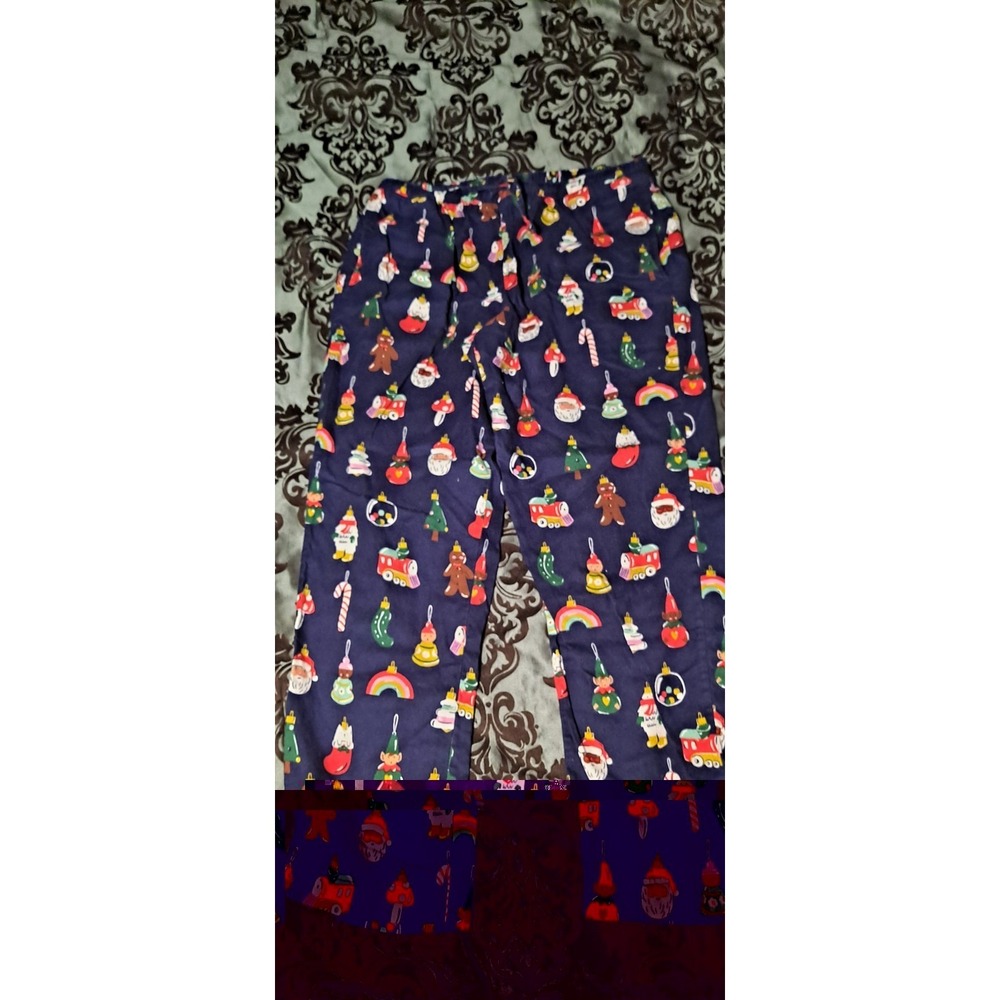 Womens HANNA ANDERSSON Blue Gnome Organic PAJAMA PANTS Adult Sz Large Christmas